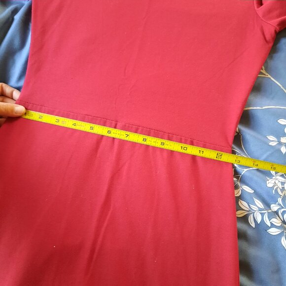 ZARA Basic Women's Long Sleeve Sheath Maxi Dress w Slit - Burgundy Red, Size XS - Picture 14 of 16